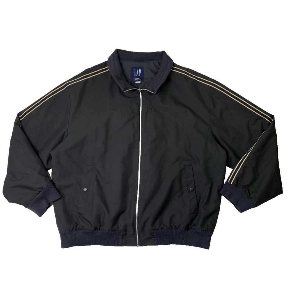 Vintage Gap Jacket Mens 2XL Black Full Zip Lightweight Insulated Windbreaker Y2K